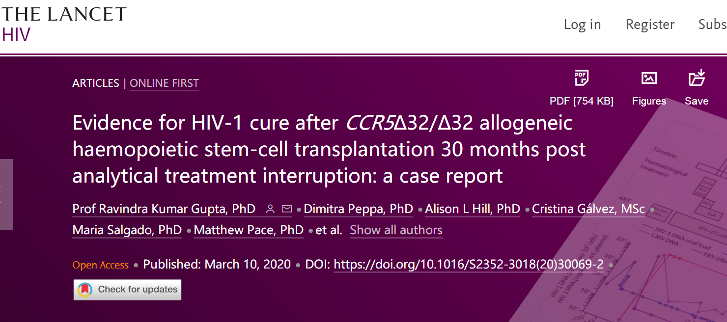 Lancet HIV 全球第二例HIV治愈案例的临床证据发布 测序中国