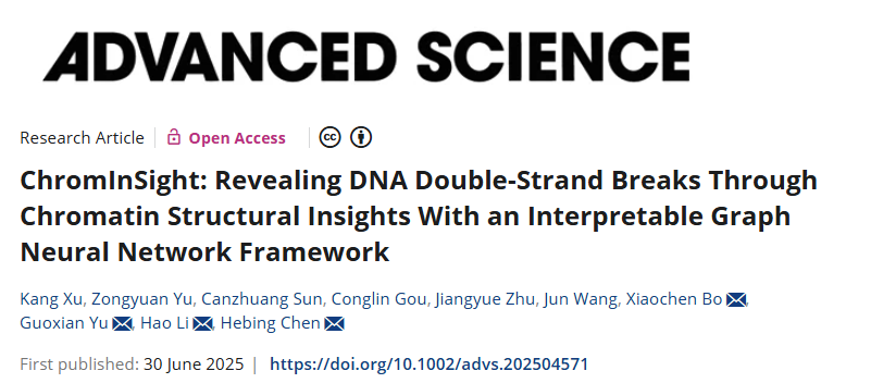 Adv Sci | 伯晓晨/陈河兵/李昊/余国先等运用可解释人工智能方法解析三维基因组与DNA损伤修复之间的复杂关系
